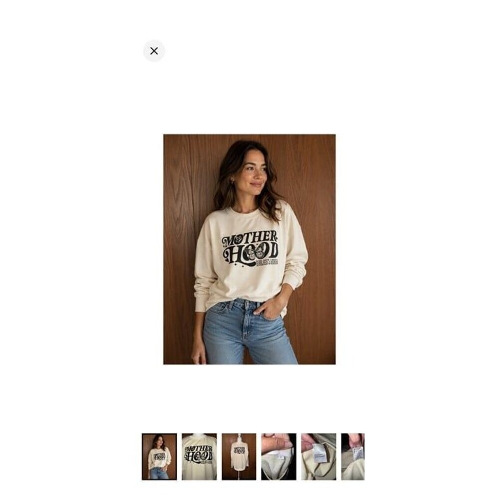 Motherhood Graphic Crewneck Sweatshirt - Cream